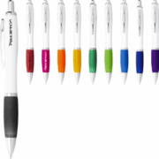 Nash / Curvy Ballpoint Pen - White Barrel & Colour Grip - Black Ink